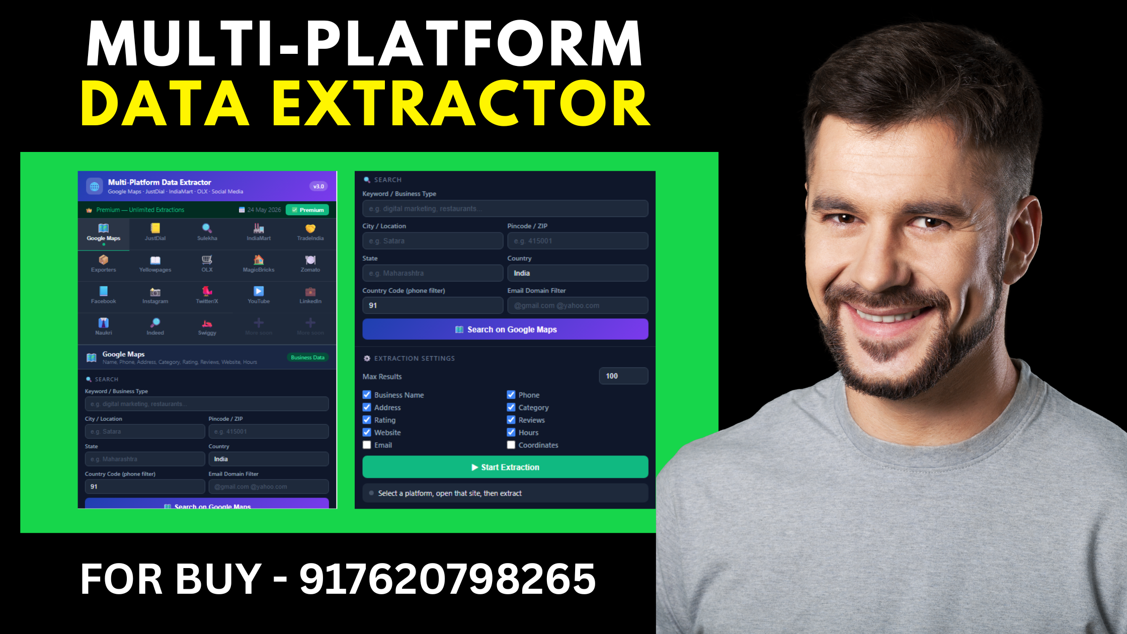 Multi Platform Data Extractor Pro - Chrome Extension